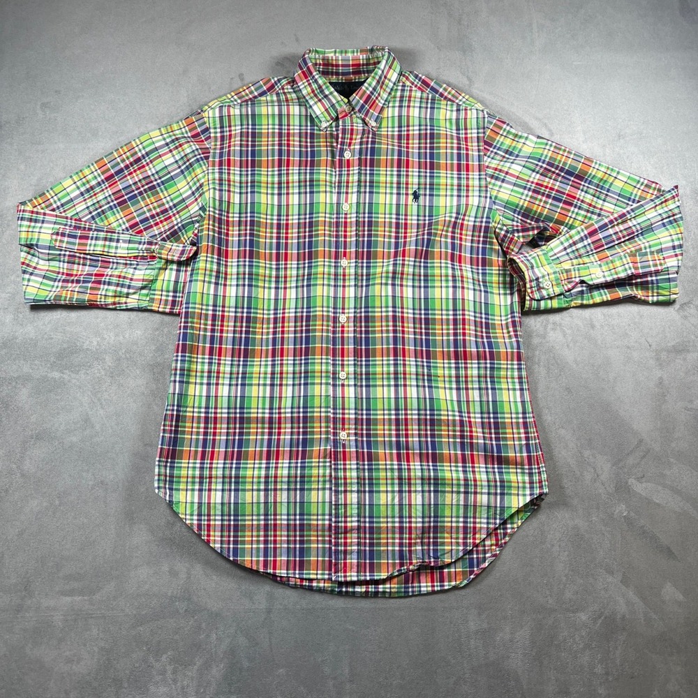Polo Ralph Lauren Mens Classic Fit‎ Plaid Button Down Shirt Multi Color Size M